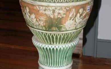 Pottery Jardiniere with Matching Pedestal