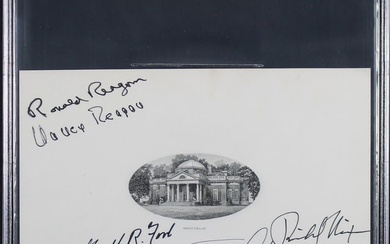 Presidents & 1st Ladies (7) Reagan Nixon Ford Carter Signed Cut Sig BAS Slab