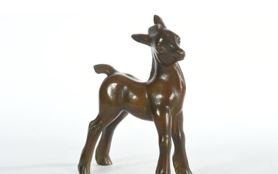 ROCHARD Irénée. (1906-1984). « Poulain debout ». Bronze à patine brune nuancée. Fonte au sable...