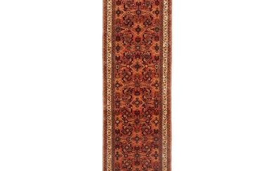 Rare Coral Red Vintage Tribal Floral 26X127 Oriental Runner Rug Hallway Carpet