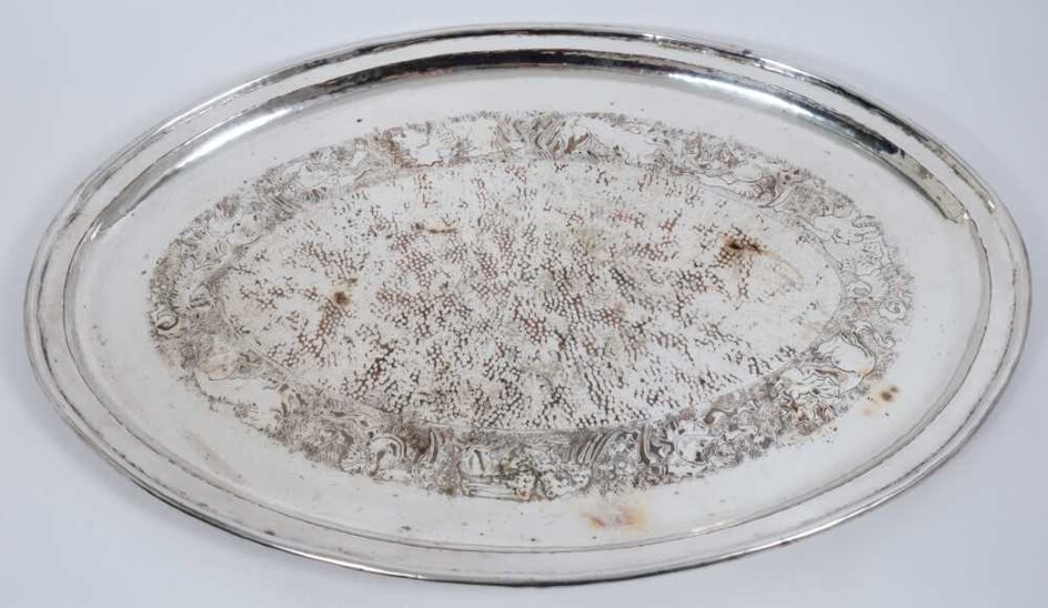 Rare silver plated copper tray by W H Masson of Keswick