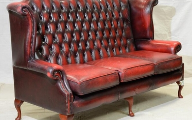 Red Chesterfield High Back / Wing Back Sofa
