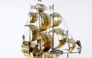 Renaissance Revival .800 Silver Galleon Ship