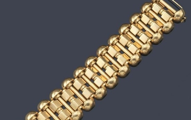 Retro style bracelet in 18K yellow gold with geometric