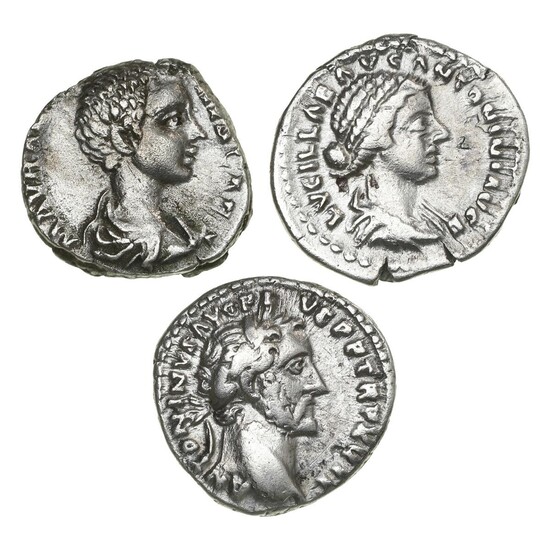Roman Empire, Lucilla, 161–162, Denarius, 2.83 g; Geta, 198–209, Denarius, RIC 3,...