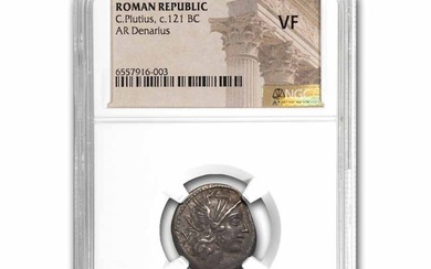 Roman Republic AR Denarius C.Plutius (C.121 BC)