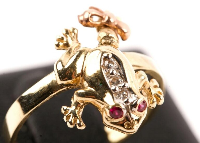 Rose & Yellow Gold Frog Design Ring
