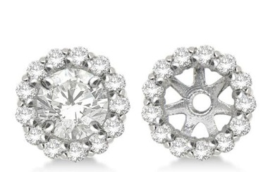 Round Diamond Earring Jackets for 5mm Studs 14K White Gold 0.50ctw