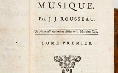 Rousseau Jean-Jacques, Dictionnaire de Musique...