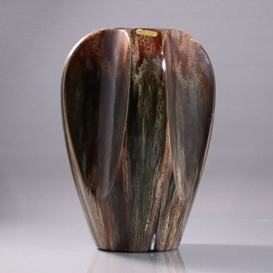 Royal Haegar Mid- Century Pottery Vase Concave Sides
