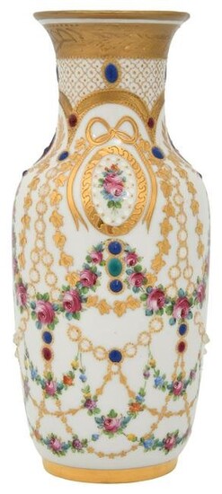 Royal Vienna Jeweled & Enameled Porcelain Vase