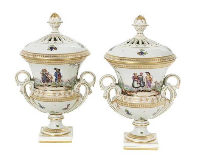 Royal Vienna-Style Porcelain Potpourri Urns