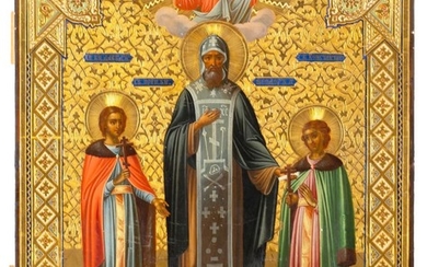 Russia, Icon with three Saints, Early 20th Century