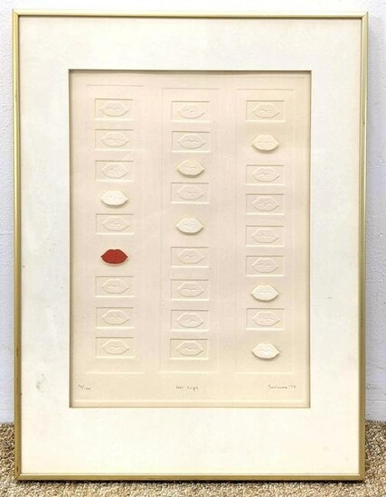 SALAZAR signed Embossed Paper Print of Lips. "Hot Lips"