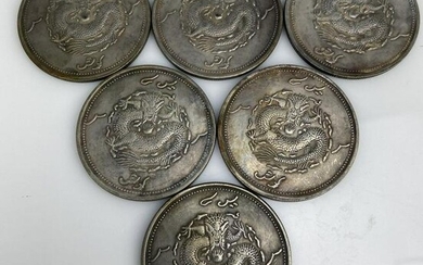 SET OF 6 CHINESE SILVER COINS