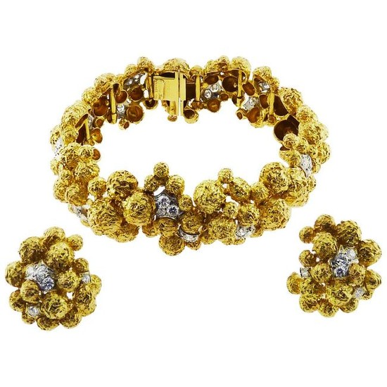 SET1078 Diamond 18 Karat Yellow Gold Bracelet and
