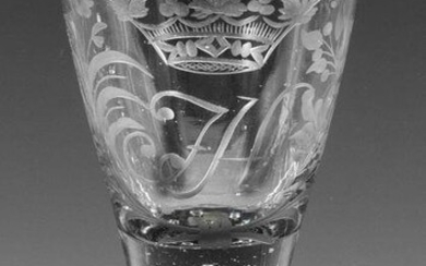 Schnaps- oder Branntweinglas mit Monogramm "JH"