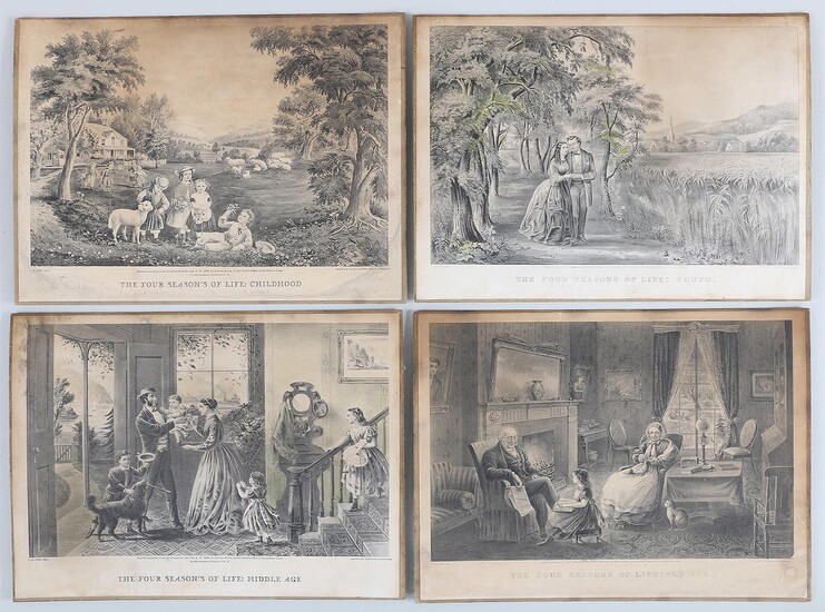Set of (4) reproduction Currier & Ives prints. FR3SH.