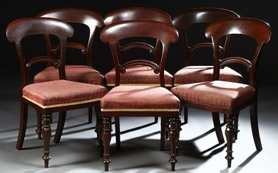 Set of Six English Victorian Carved Mahogany Dining