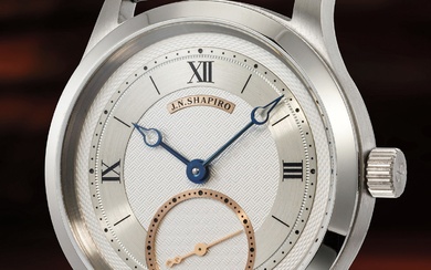 Shapiro, A fine and attractive white gold wristwatch with superb hand guilloché dial and warranty card, one of 6 made in white gold