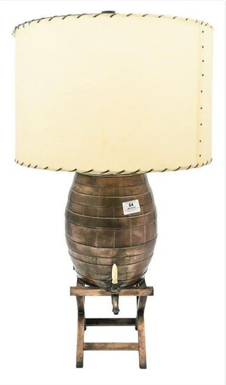 Silver Plated Barrel Form Lamp, having barrel with two