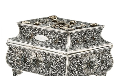 Silver filigree box from the 19th century. Odessa, Russian Empire,...