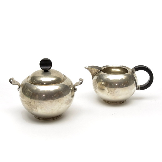Silver milk jug & sugar bowl, executed by van Kempen,...