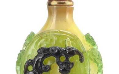 IMPORTANT CHINESE TWO-COLOR OVERLAY GLASS SNUFF BOTTLE 1740-1800...