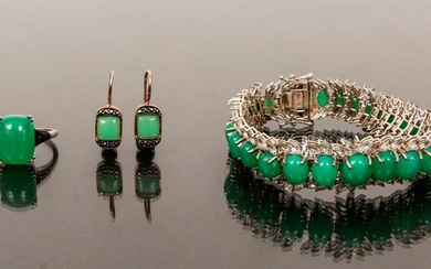 Sterling Jade Jewelry Bracelet Ring Earrings