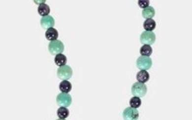 Sterling, Turquoise, & Amethyst Necklace, Signed