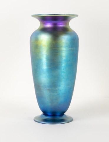 Steuben Blue Aurene Art Glass Vase