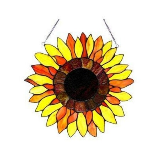 Sunflower Art Glass Window Panel