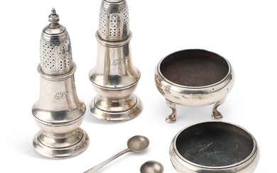 TIFFANY & CO: A GROUP OF AMERICAN STERLING SILVER SALTS AND PEPPER POTS