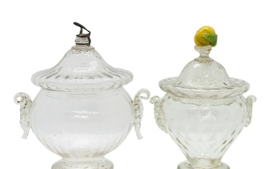 TWO VENETIAN GLASS JARS 18th/19th century, one with fruit fi...