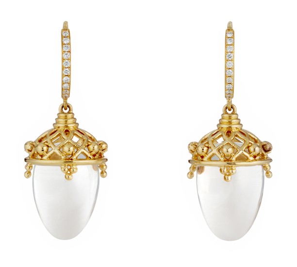 Temple St. Clair, A Pair of Rock Crystal, Diamond and Gold 'Lantern' Earrings