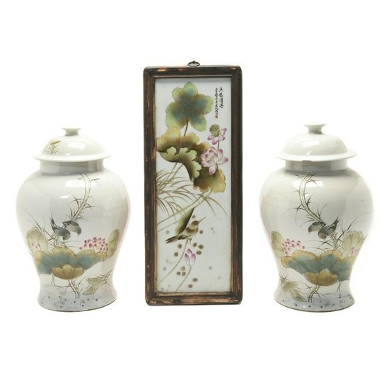 Three Chinese Republic Porcelain covered Jars and