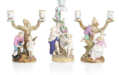 Three Meissen candle groups