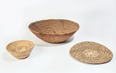 Three Native American woven baskets