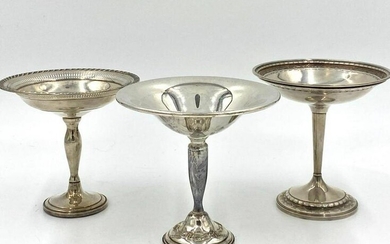 Three Weighted Sterling Silver Compotes