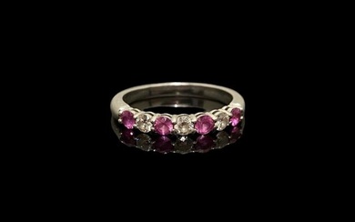Tiffany & Co. Embrace Platinum Half Circle Pink Sapphire & Diamond Band Size 7.5