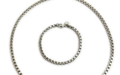 Tiffany & Co. Venetian Link Necklace and Bracelet Sterling Silver 925