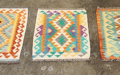 Trio of Persian hand knotted pure wool Kilim carpets (Approx....