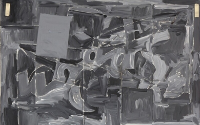 Troels Wörsel: Composition, February 1976. Signed and dated on the reverse. Oil on canvas. 100×150 cm.