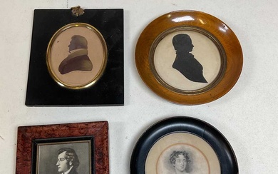 Two 19th century portrait silhouettes, both framed and glazed, and...