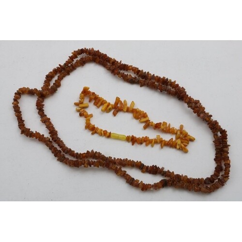 Two Amber Coloured Piece Necklace