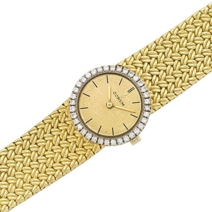 Two-Color Gold and Diamond Mesh Wristwatch, Corum
