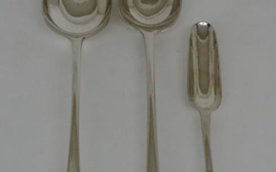 Two George III Silver Old English pattern Gravy Spoons...