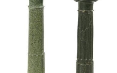 Two Italian Verde Antico Marble Pedestals