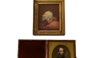 Two Painted Portraits, One of a Monk's Head, and the