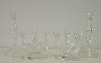 Two Pair Continental Crystal Candlestick Holders